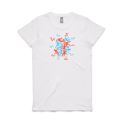 Womens Dance Tee - Orange and Blue Thumbnail